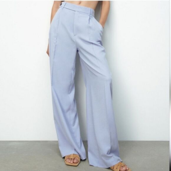 ZARA Masculine Wid Leg Trousers Slacks Sand Tan Size Small - Picture 13 of 13